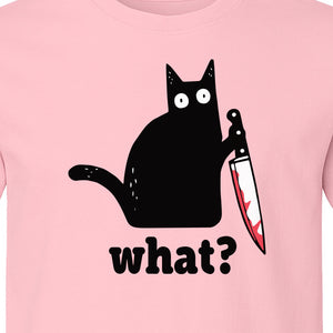 Black Cat T-Shirt, What Knife Graphic Funny Horror Design for Kitty Lovers