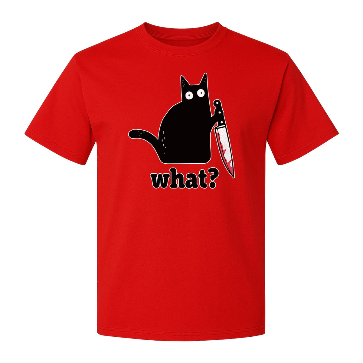 Black Cat T-Shirt, What Knife Graphic Funny Horror Design for Kitty Lovers
