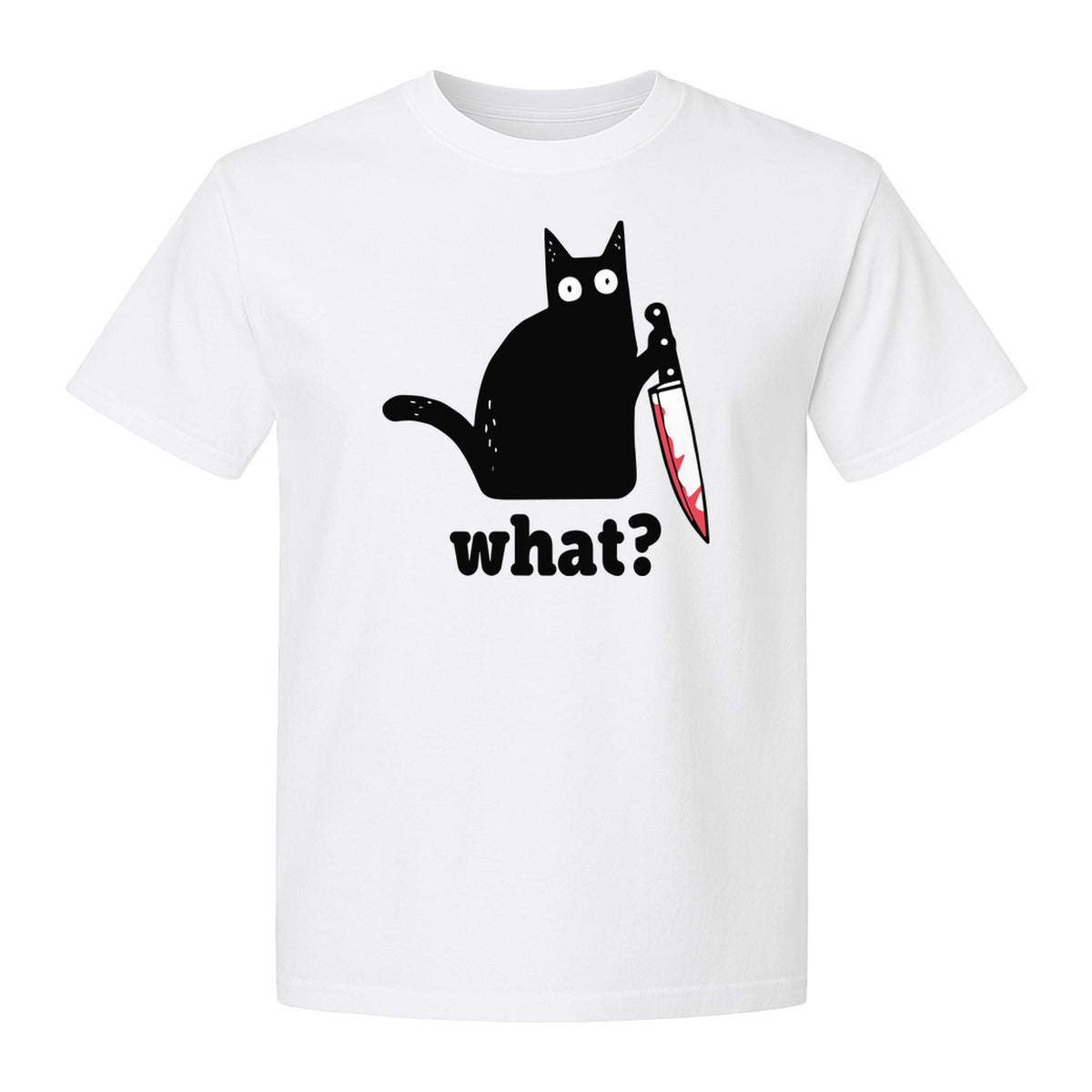 Black Cat T-Shirt, What Knife Graphic Funny Horror Design for Kitty Lovers