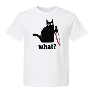 Black Cat T-Shirt, What Knife Graphic Funny Horror Design for Kitty Lovers