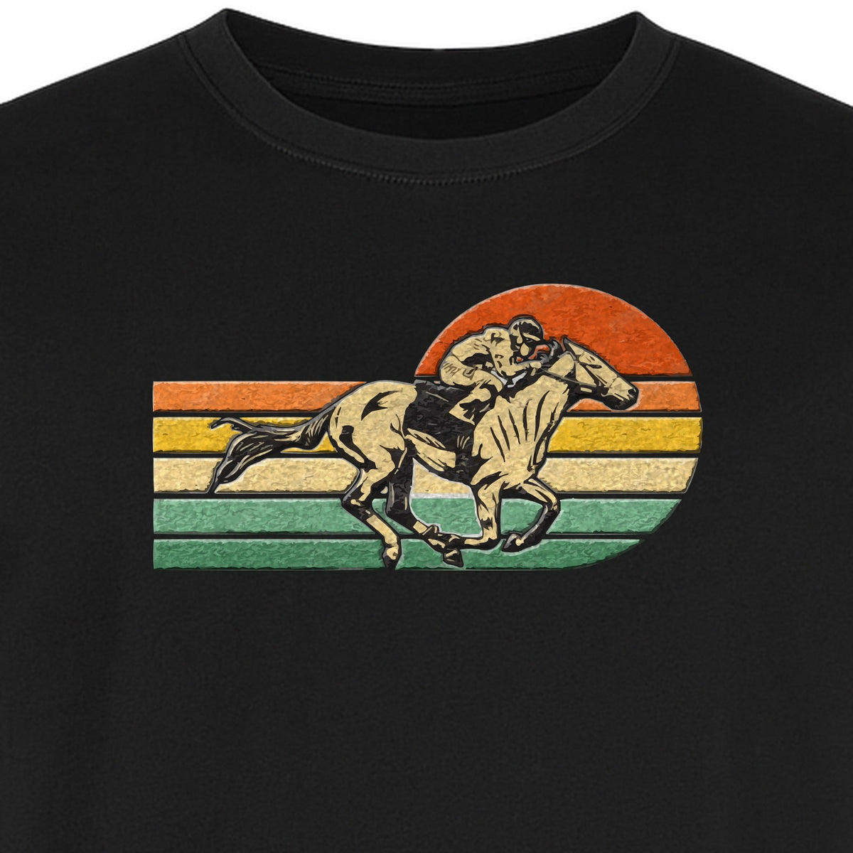 Horse Racing T-Shirt, Retro Jockey Sunset Graphic for Equestrian Fans, Derby Day and Racetrack Visits