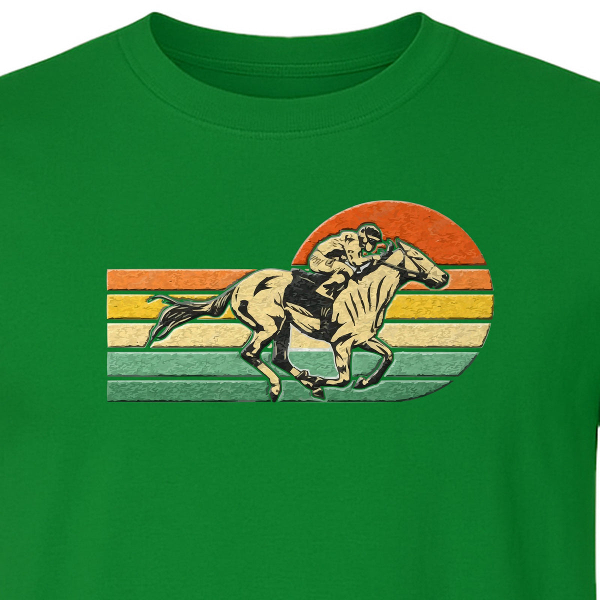 Horse Racing T-Shirt, Retro Jockey Sunset Graphic for Equestrian Fans, Derby Day and Racetrack Visits