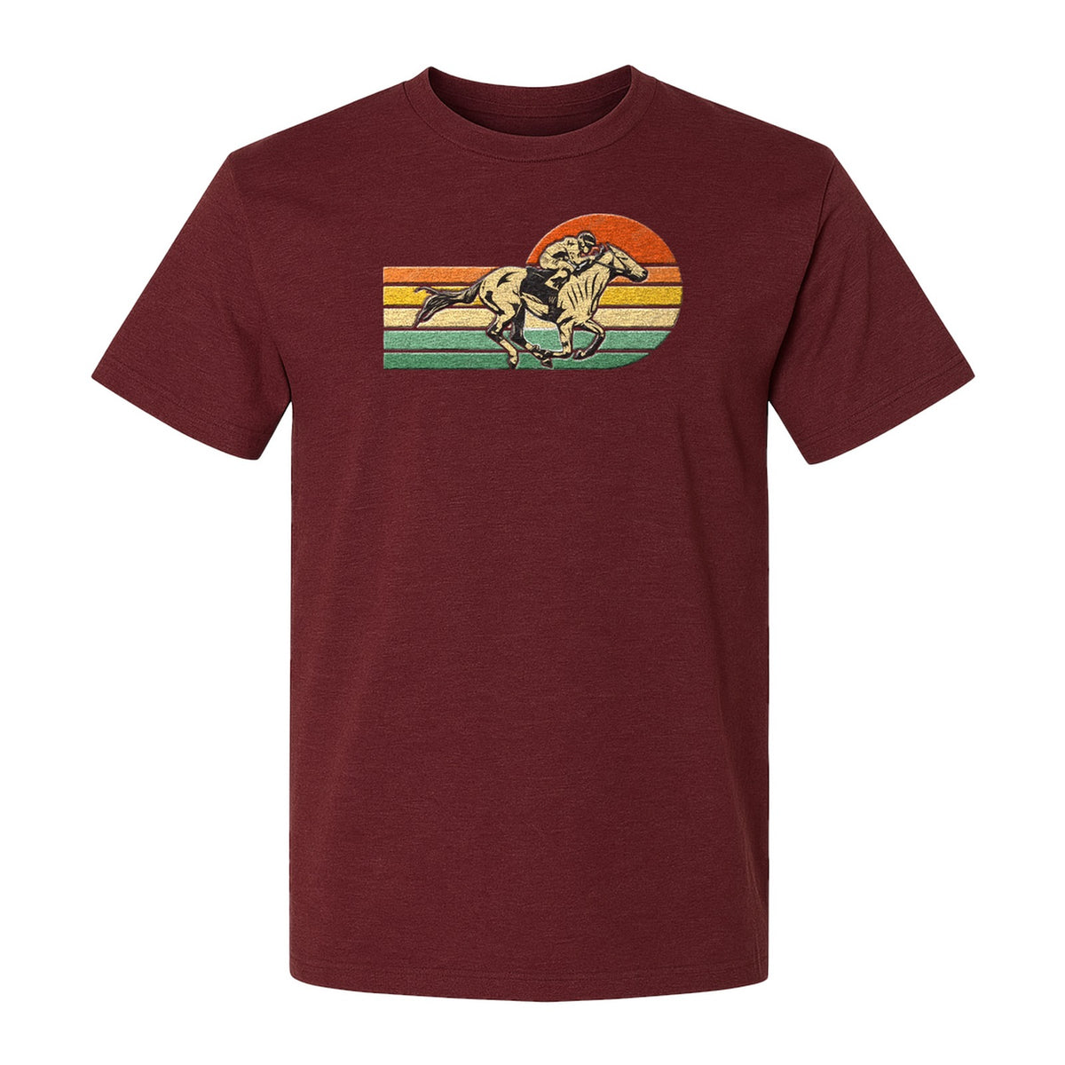 Horse Racing T-Shirt, Retro Jockey Sunset Graphic for Equestrian Fans, Derby Day and Racetrack Visits