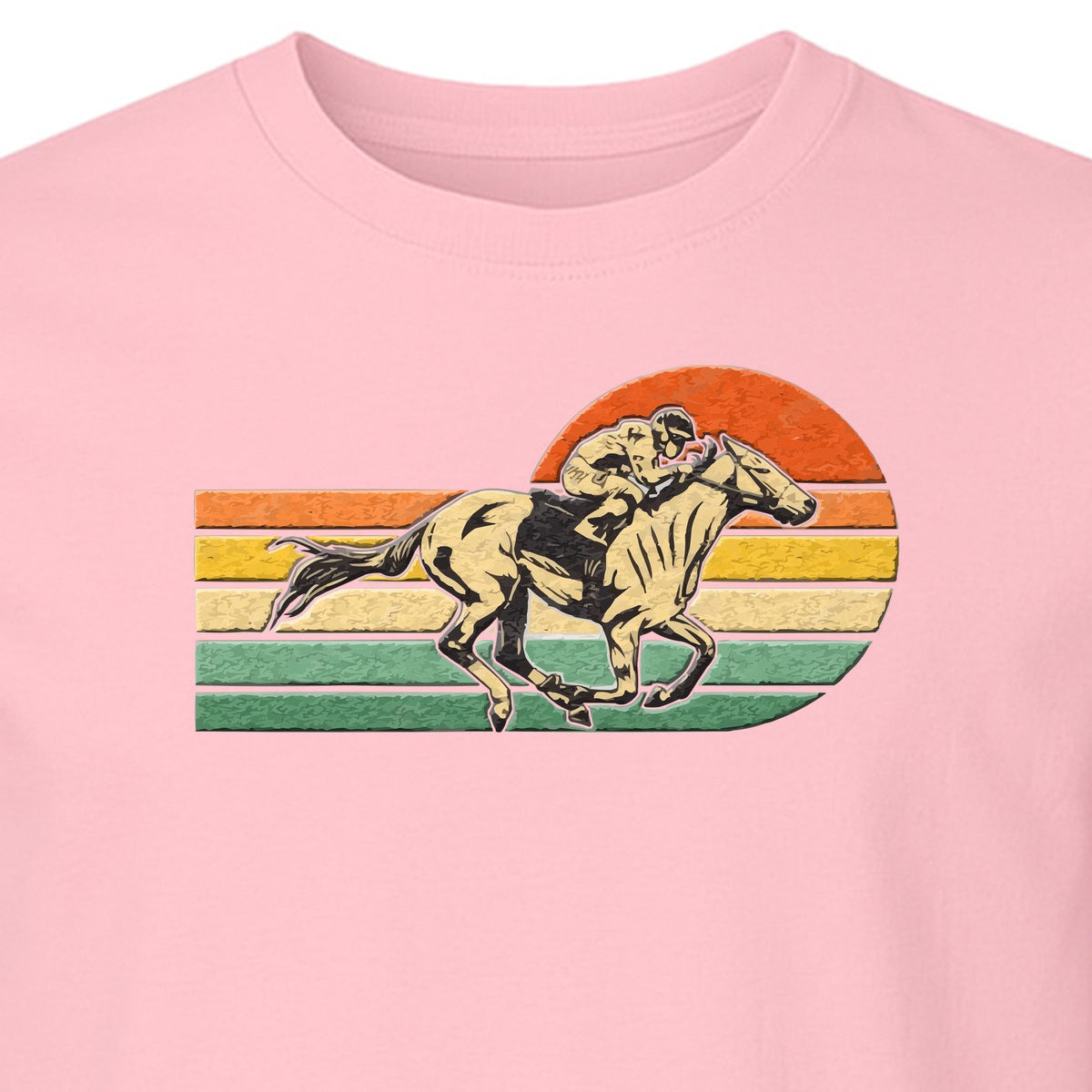 Horse Racing T-Shirt, Retro Jockey Sunset Graphic for Equestrian Fans, Derby Day and Racetrack Visits