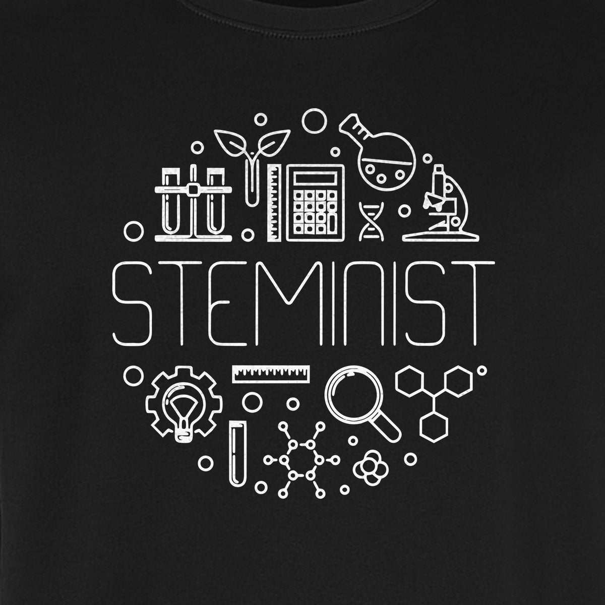 STEMinist T-Shirt, Science Icons Graphic for Women Scientists, Teachers, Students and STEM Graduates