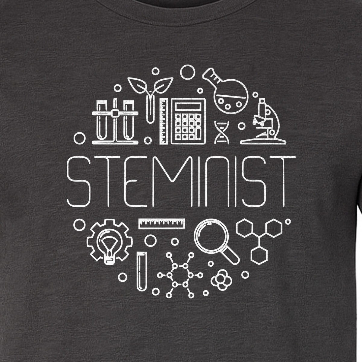 STEMinist T-Shirt, Science Icons Graphic for Women Scientists, Teachers, Students and STEM Graduates