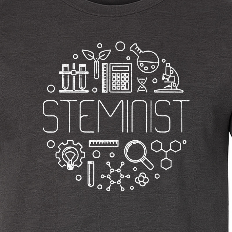 STEMinist T-Shirt, Science Icons Graphic for Women Scientists, Teachers, Students and STEM Graduates