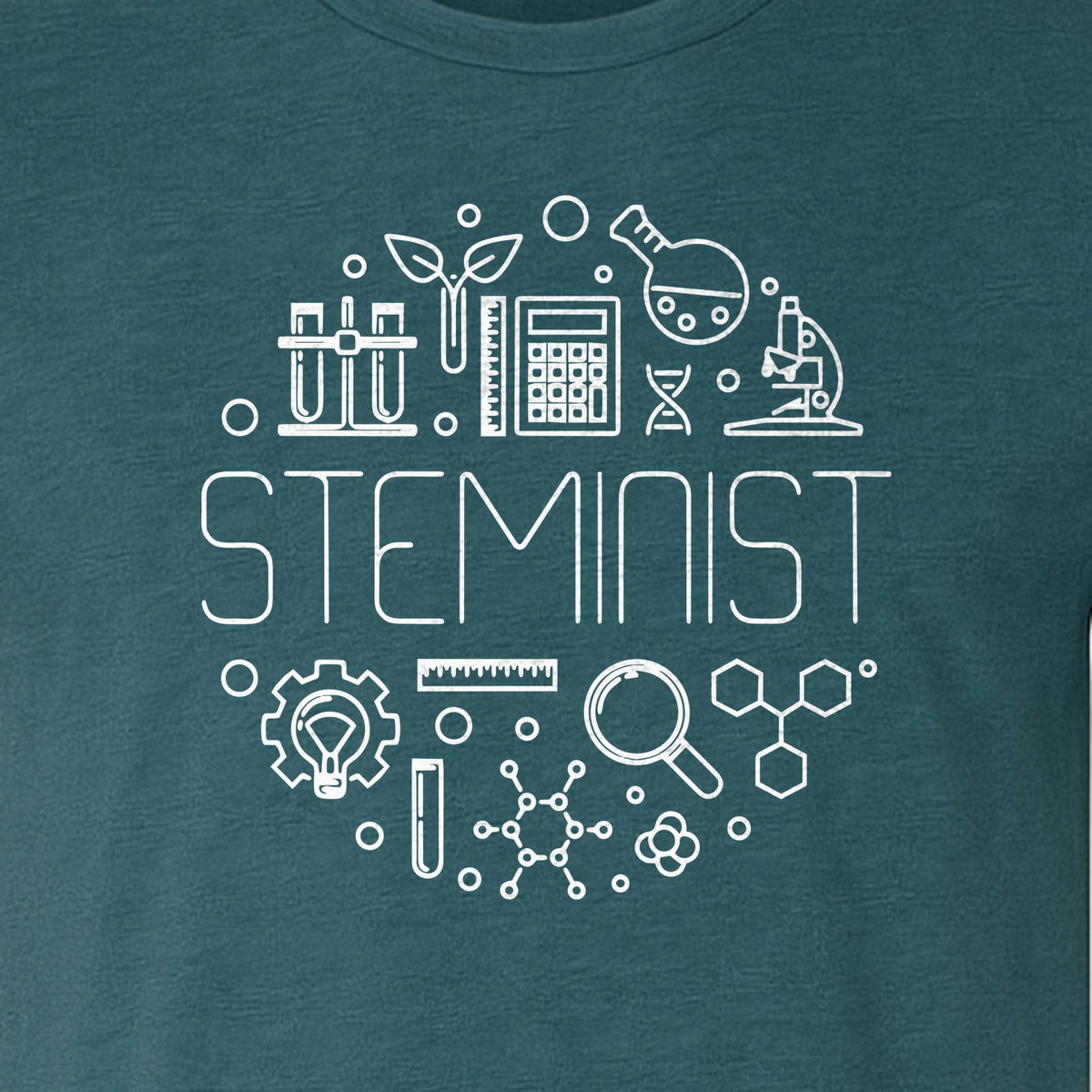 STEMinist T-Shirt, Science Icons Graphic for Women Scientists, Teachers, Students and STEM Graduates