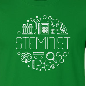 STEMinist T-Shirt, Science Icons Graphic for Women Scientists, Teachers, Students and STEM Graduates