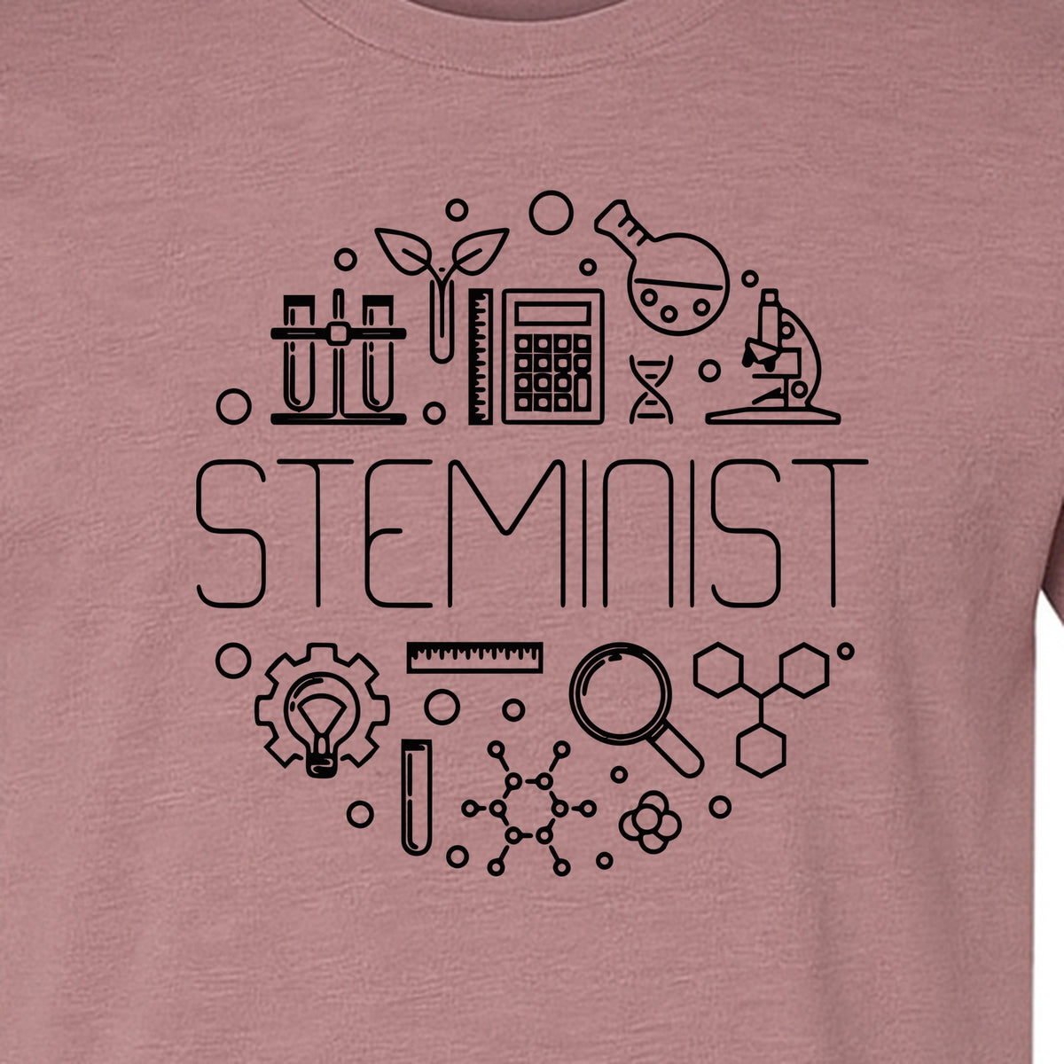 STEMinist T-Shirt, Science Icons Graphic for Women Scientists, Teachers, Students and STEM Graduates