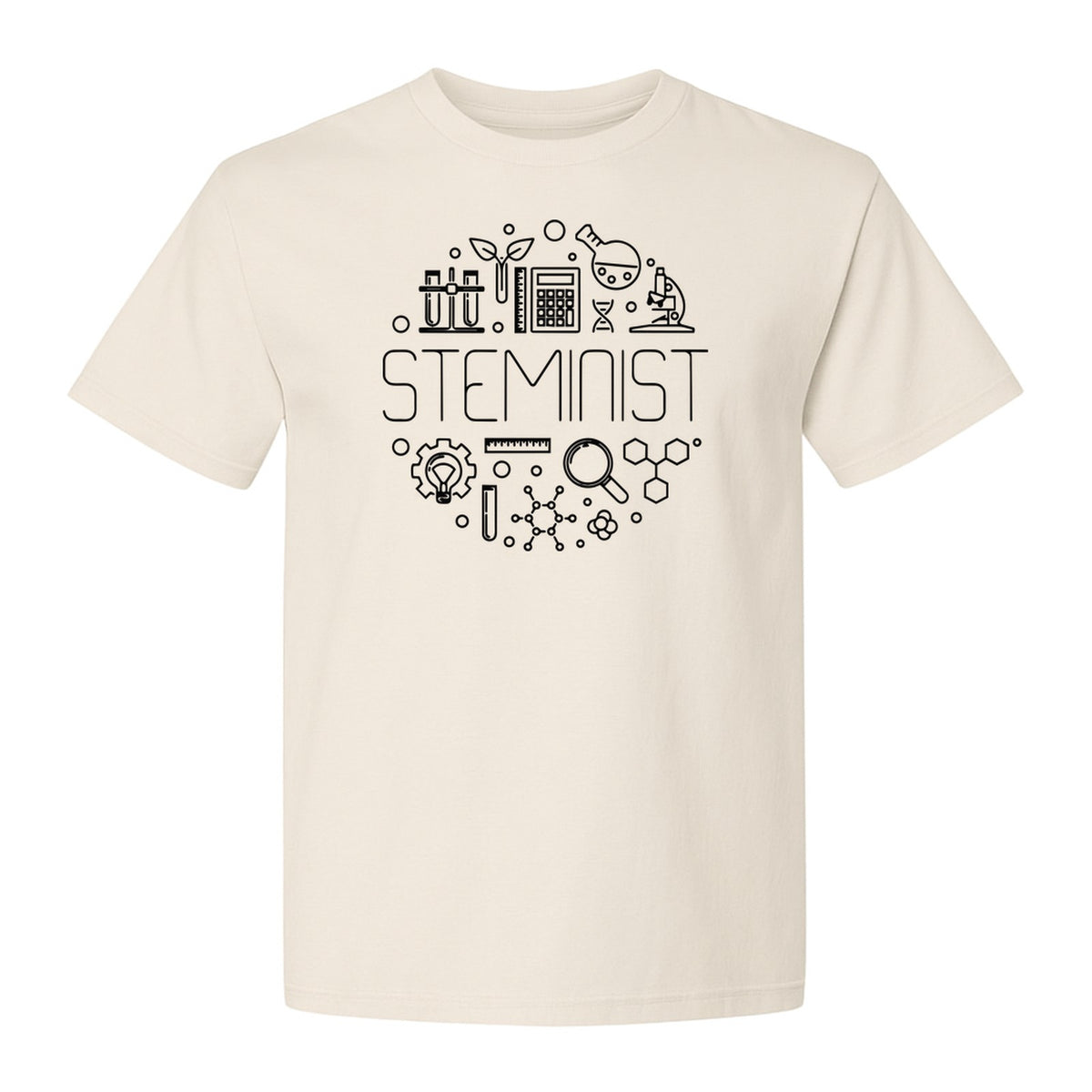 STEMinist T-Shirt, Science Icons Graphic for Women Scientists, Teachers, Students and STEM Graduates