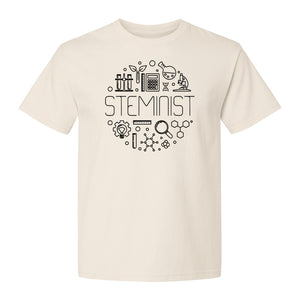 STEMinist T-Shirt, Science Icons Graphic for Women Scientists, Teachers, Students and STEM Graduates