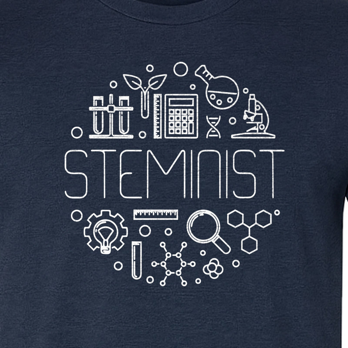 STEMinist T-Shirt, Science Icons Graphic for Women Scientists, Teachers, Students and STEM Graduates