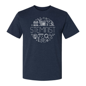 STEMinist T-Shirt, Science Icons Graphic for Women Scientists, Teachers, Students and STEM Graduates
