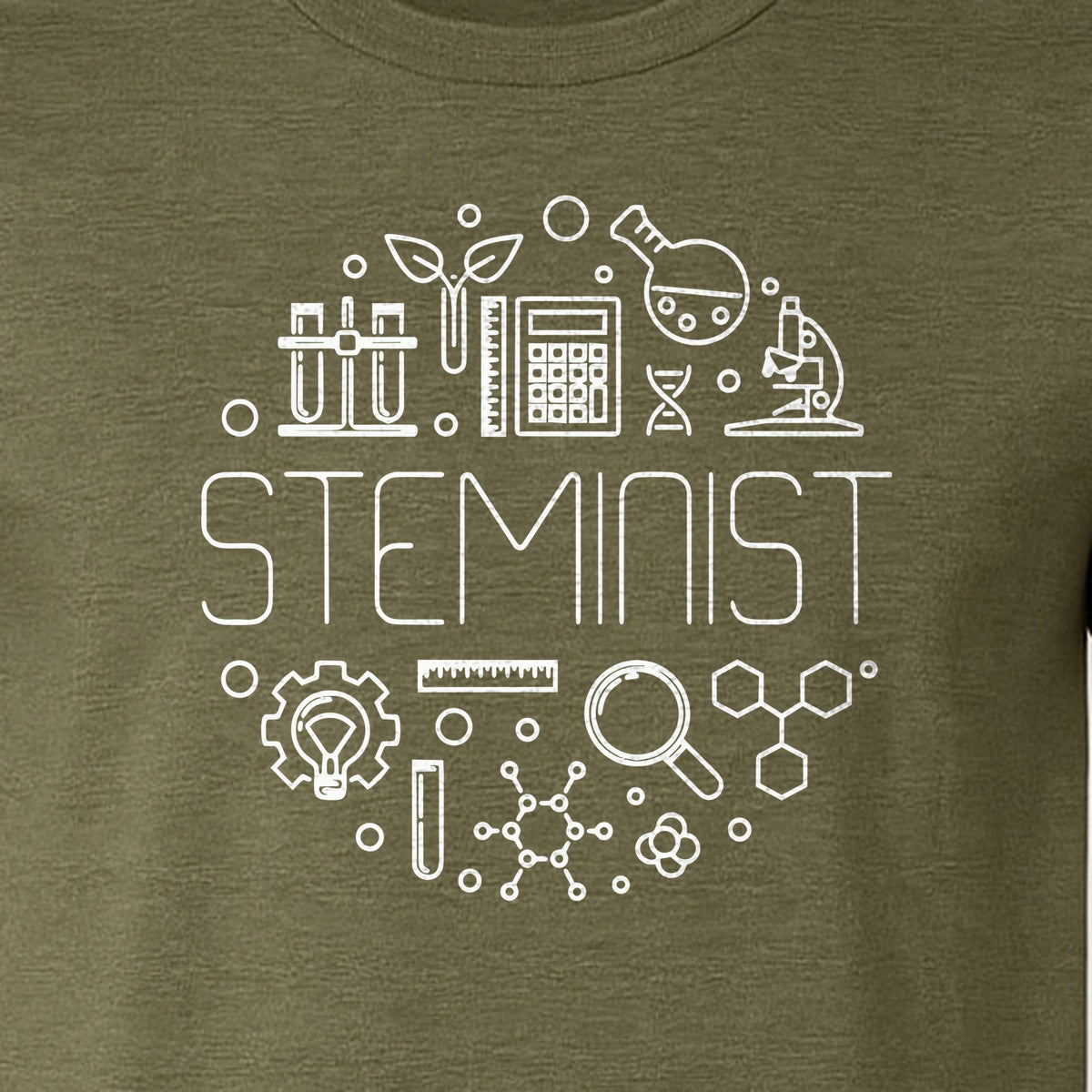 STEMinist T-Shirt, Science Icons Graphic for Women Scientists, Teachers, Students and STEM Graduates