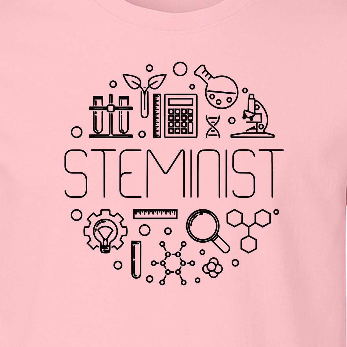 STEMinist T-Shirt, Science Icons Graphic for Women Scientists, Teachers, Students and STEM Graduates