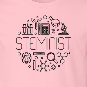 STEMinist T-Shirt, Science Icons Graphic for Women Scientists, Teachers, Students and STEM Graduates