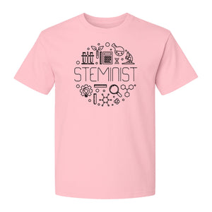 STEMinist T-Shirt, Science Icons Graphic for Women Scientists, Teachers, Students and STEM Graduates