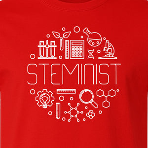 STEMinist T-Shirt, Science Icons Graphic for Women Scientists, Teachers, Students and STEM Graduates