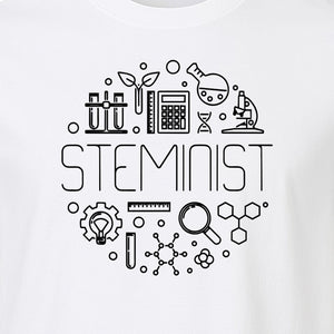 STEMinist T-Shirt, Science Icons Graphic for Women Scientists, Teachers, Students and STEM Graduates