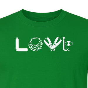 Scuba Diving T-Shirt, Love Letter Graphic for Divers and Underwater Adventure Gifts