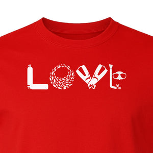 Scuba Diving T-Shirt, Love Letter Graphic for Divers and Underwater Adventure Gifts