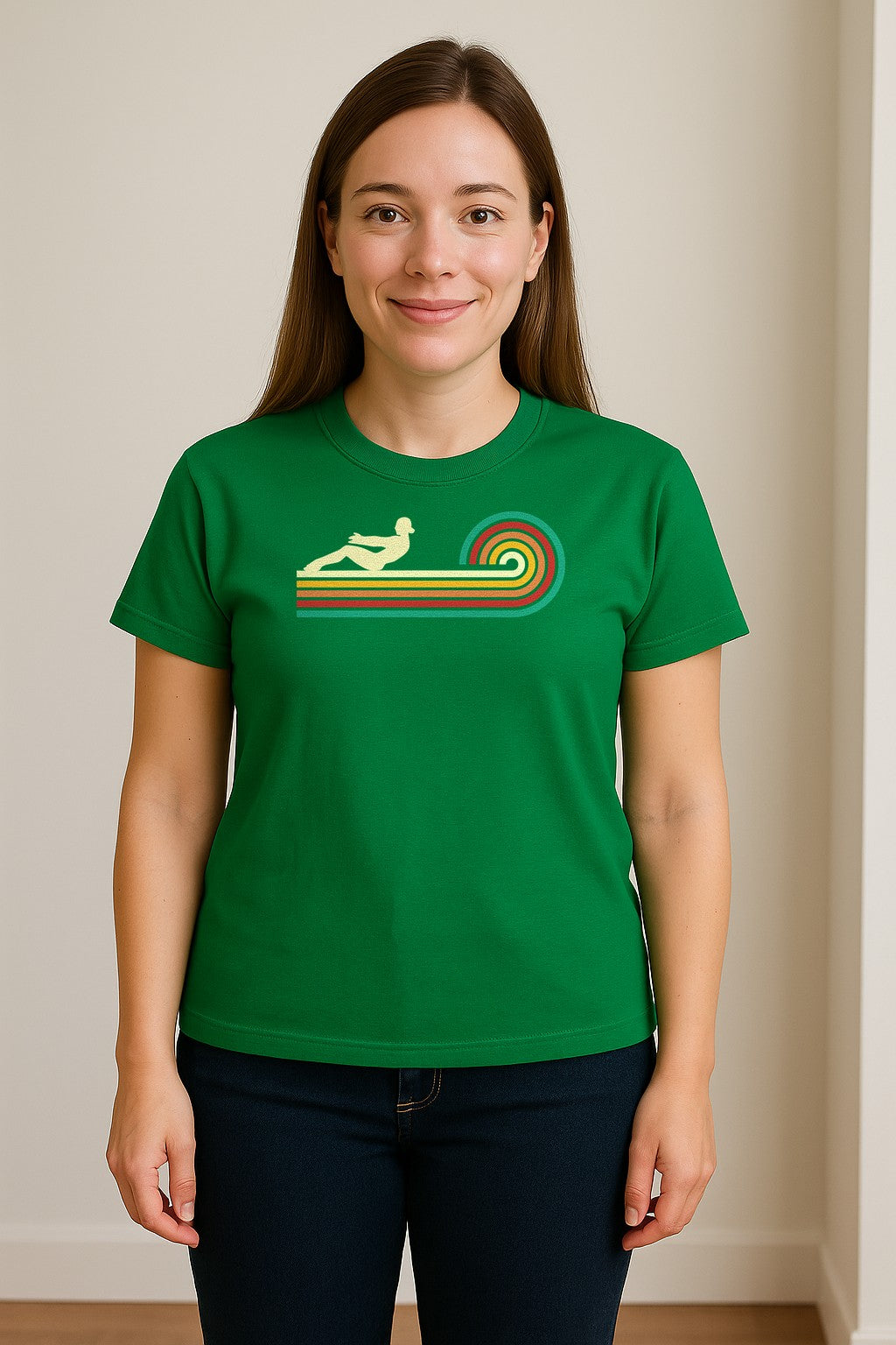 Pilates T-Shirt, Retro Rainbow Reformer Workout Design for Fitness Fans and Instructors