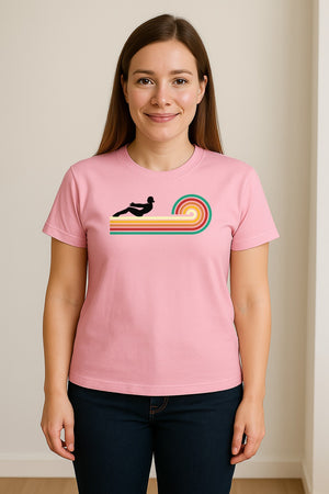 Pilates T-Shirt, Retro Rainbow Reformer Workout Design for Fitness Fans and Instructors