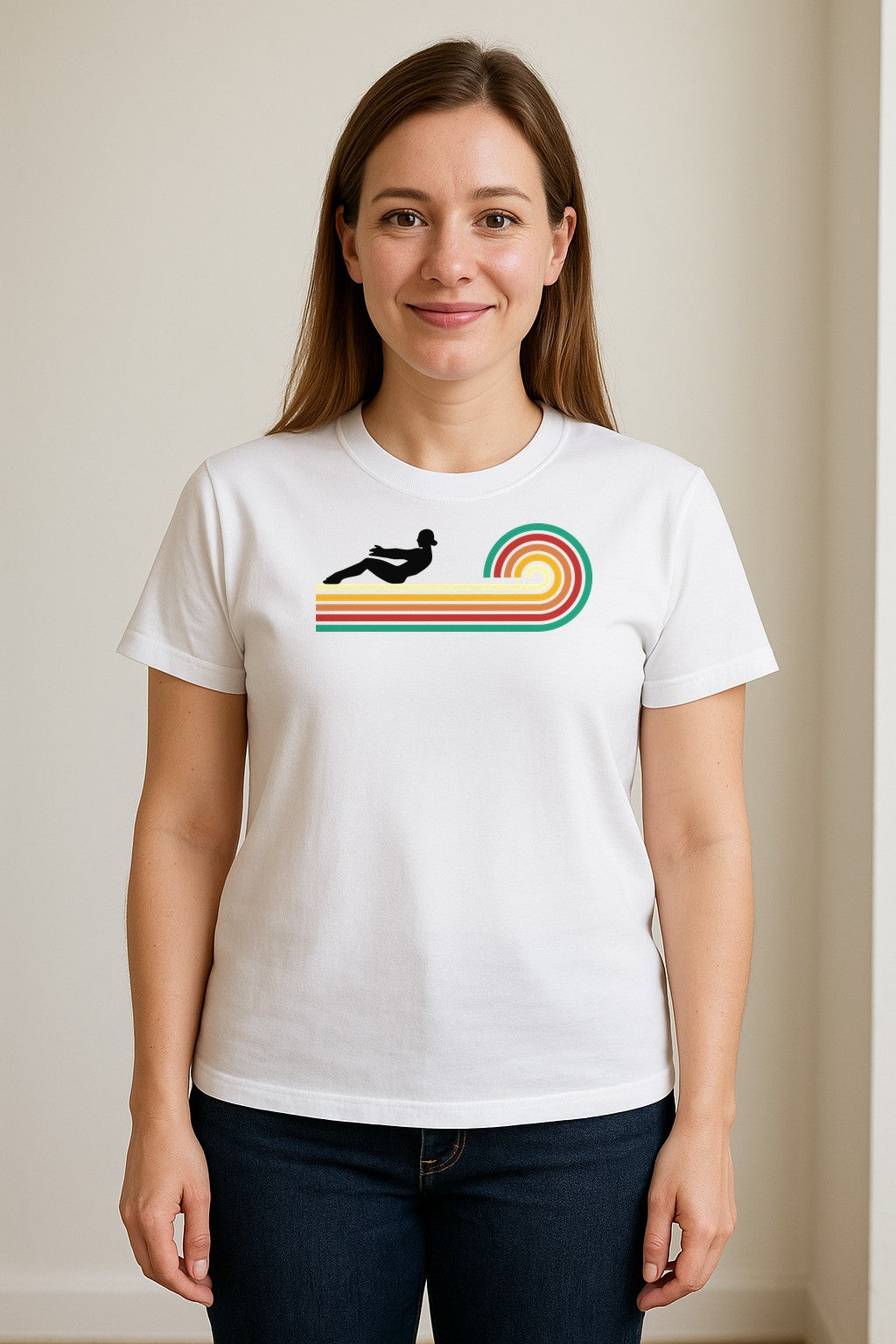 Pilates T-Shirt, Retro Rainbow Reformer Workout Design for Fitness Fans and Instructors