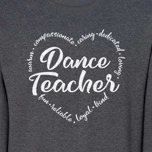 Dance Teacher Sweatshirt, Script Lettering in Heart Word Ring for Studio Educators and Recital Gifts