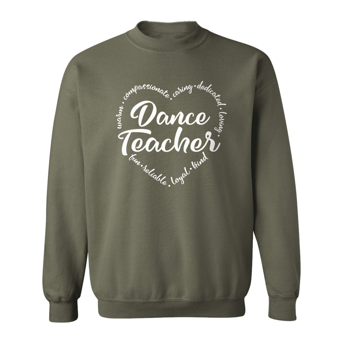 Dance Teacher Sweatshirt, Script Lettering in Heart Word Ring for Studio Educators and Recital Gifts