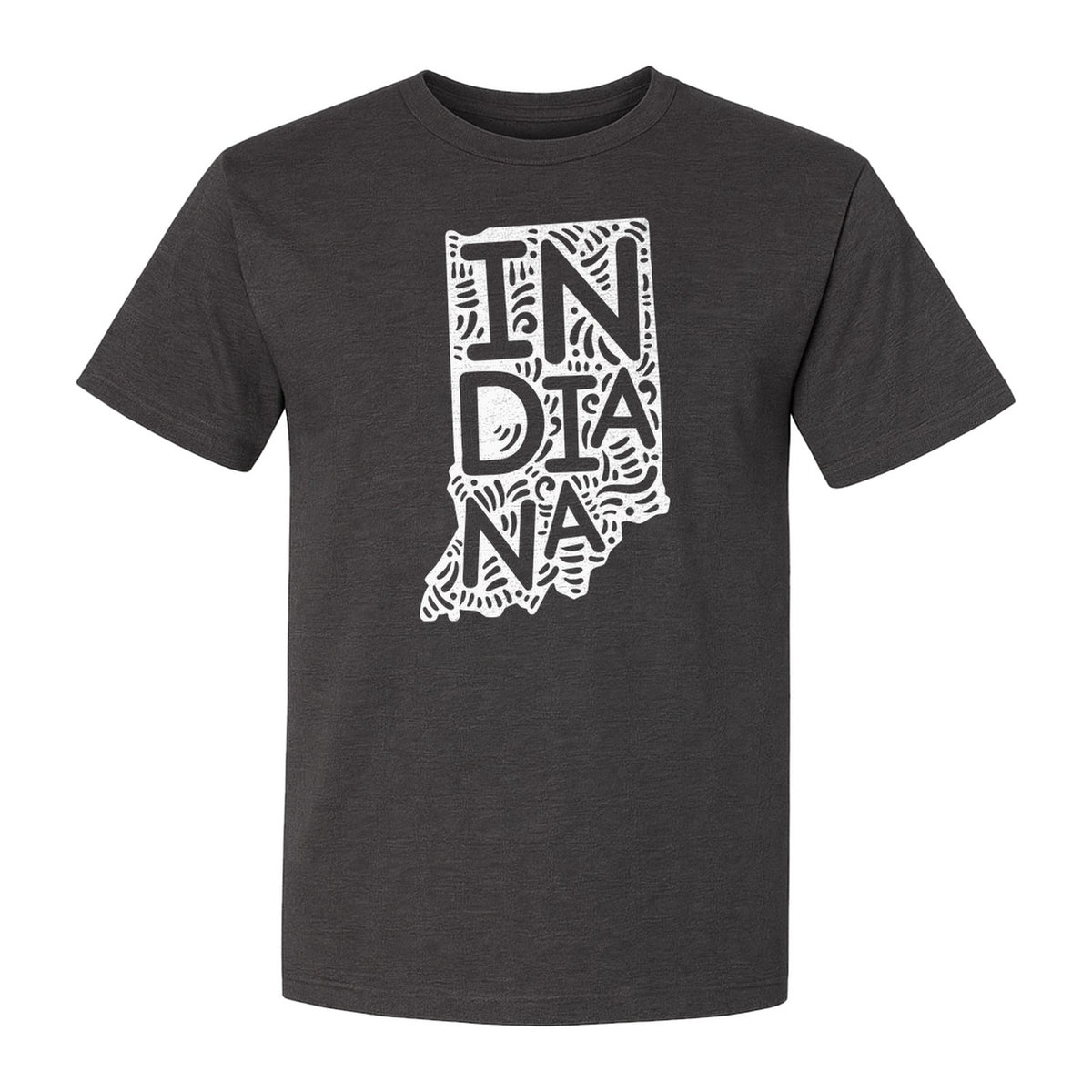 Indiana Retro Doodle State Map T-Shirt, Hometown Pride and Travel Souvenir Design