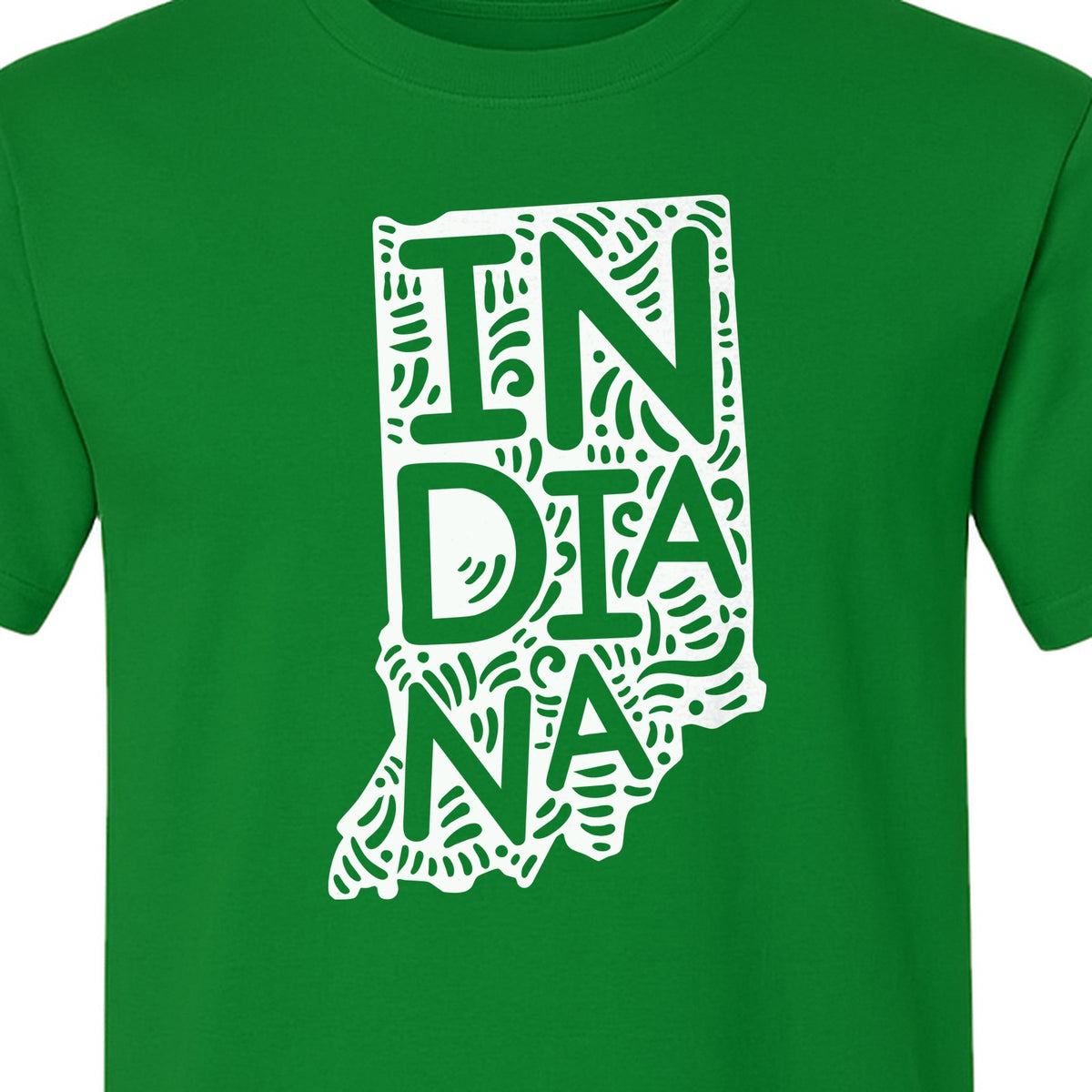 Indiana Retro Doodle State Map T-Shirt, Hometown Pride and Travel Souvenir Design