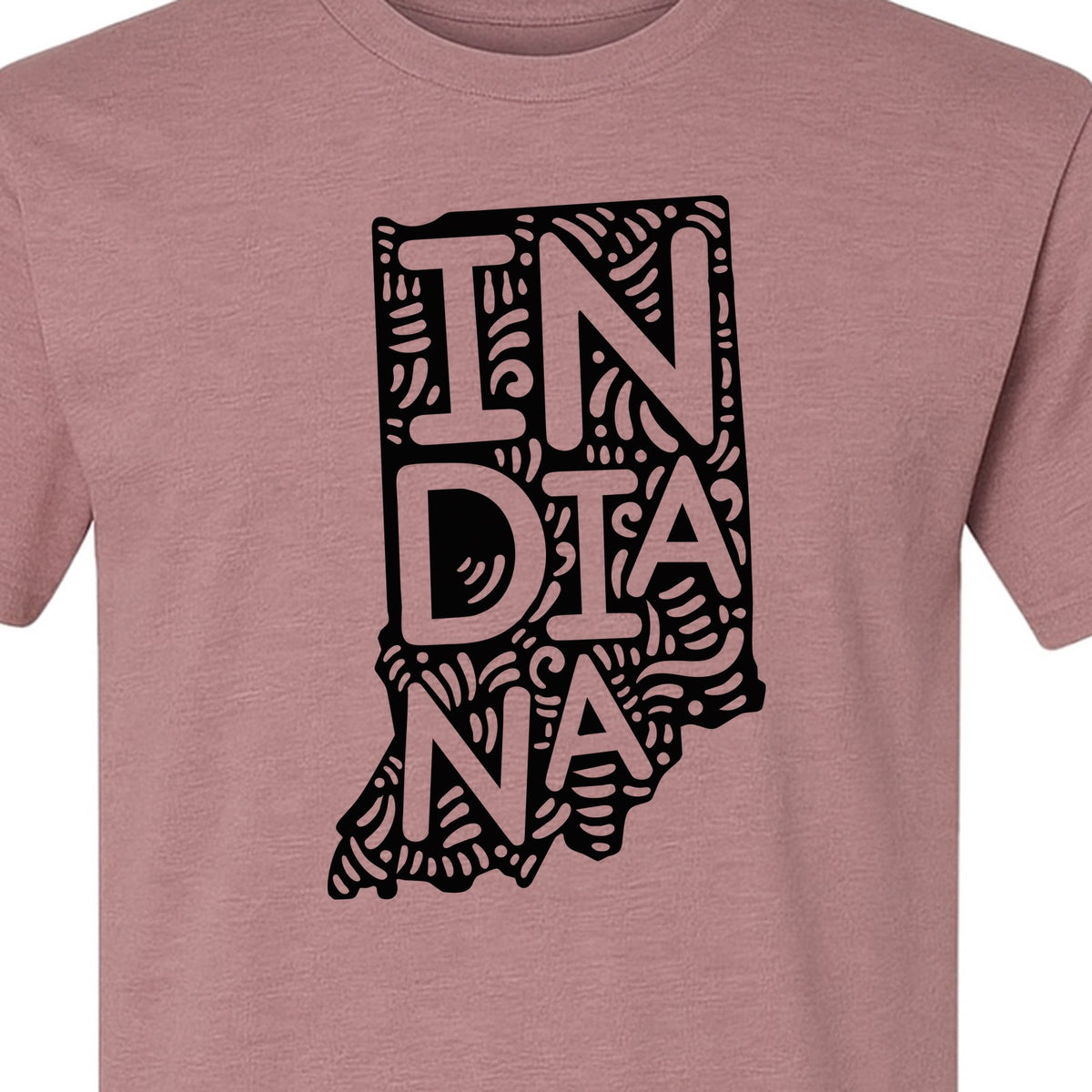 Indiana Retro Doodle State Map T-Shirt, Hometown Pride and Travel Souvenir Design