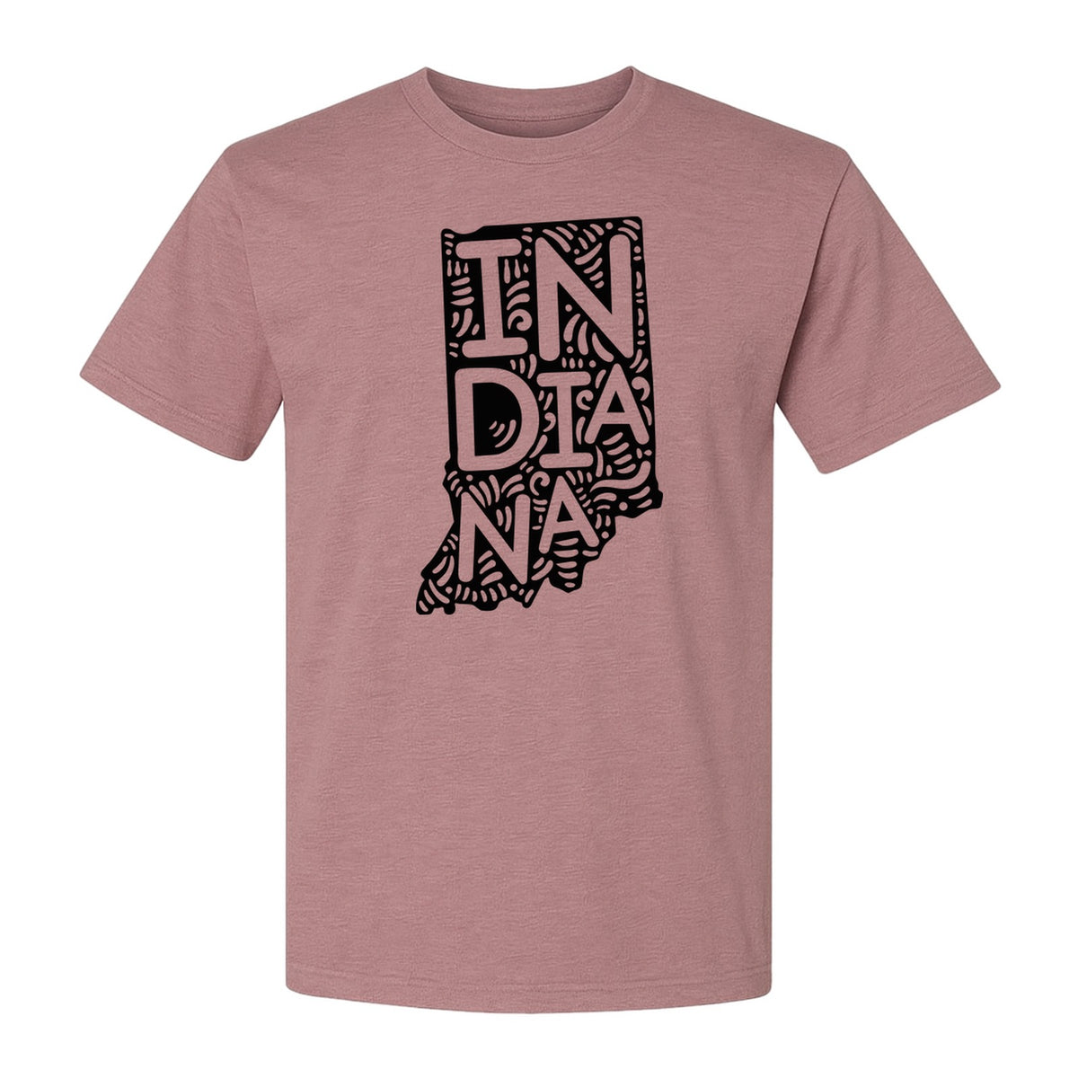Indiana Retro Doodle State Map T-Shirt, Hometown Pride and Travel Souvenir Design