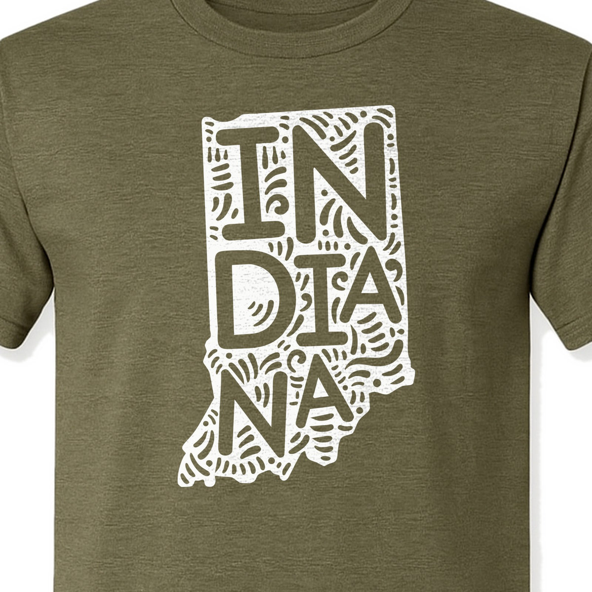 Indiana Retro Doodle State Map T-Shirt, Hometown Pride and Travel Souvenir Design