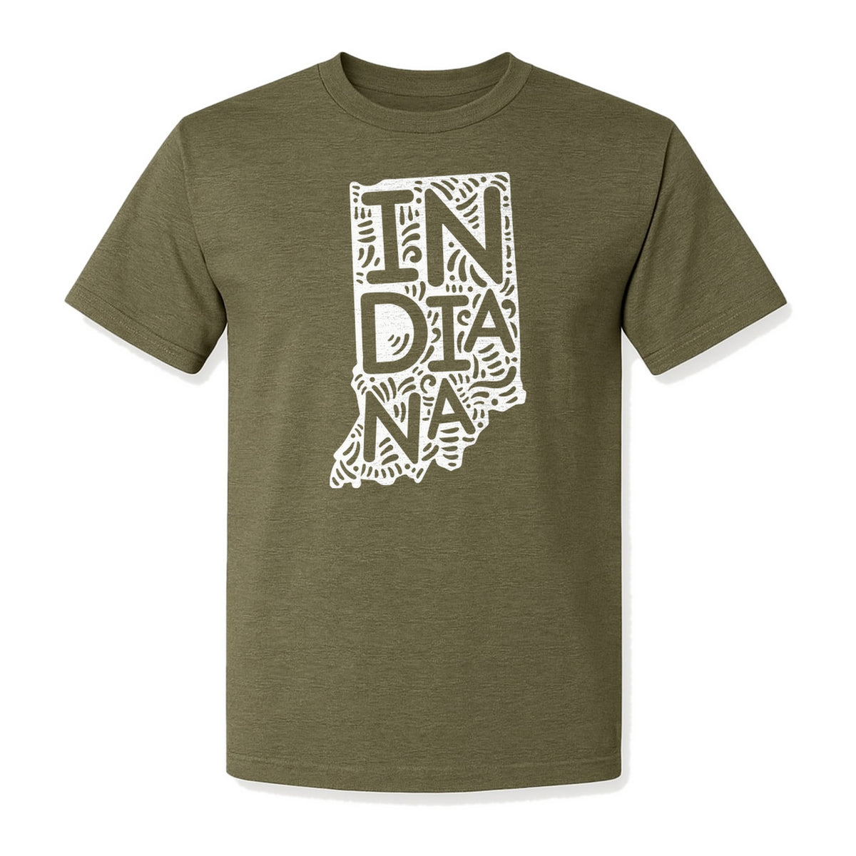 Indiana Retro Doodle State Map T-Shirt, Hometown Pride and Travel Souvenir Design