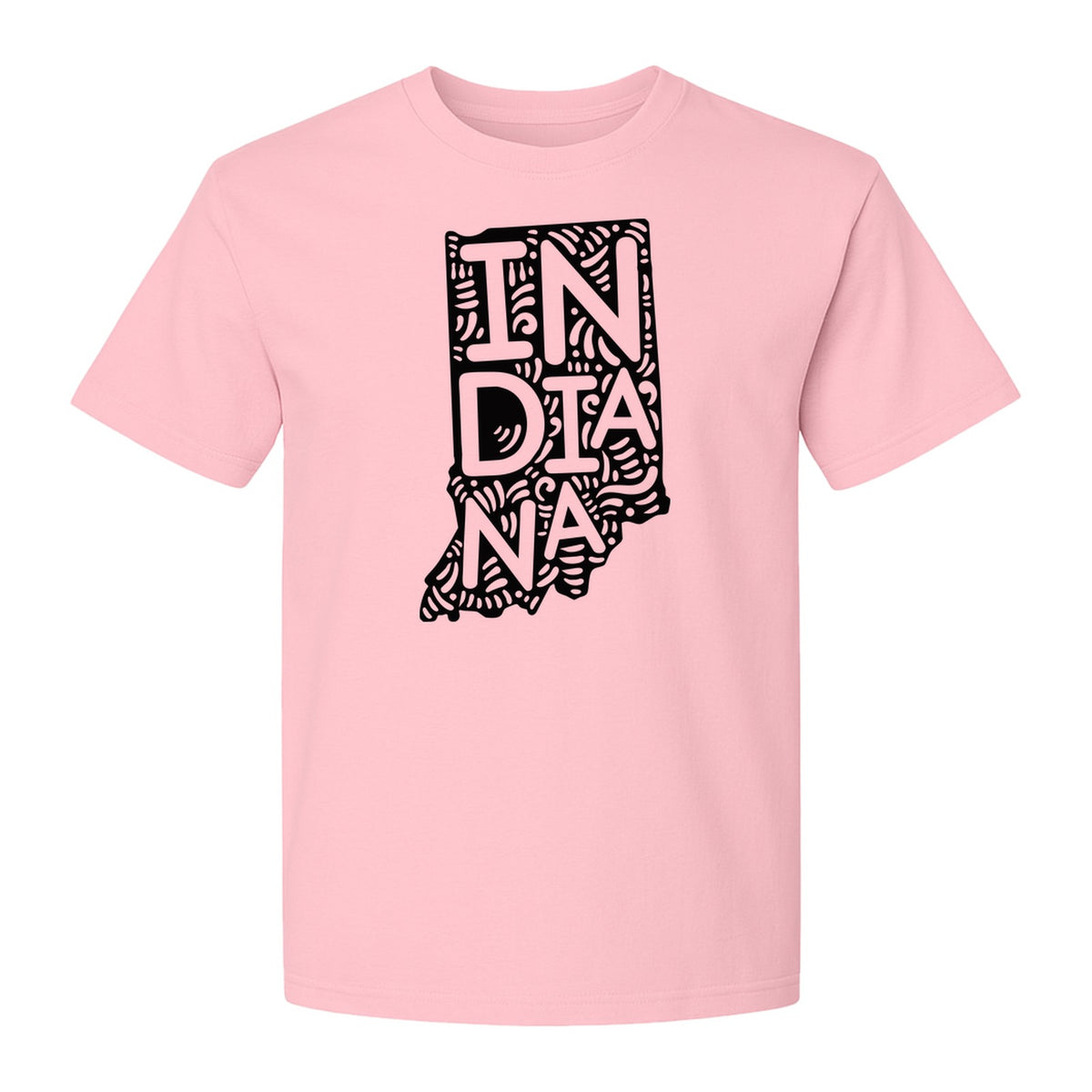 Indiana Retro Doodle State Map T-Shirt, Hometown Pride and Travel Souvenir Design