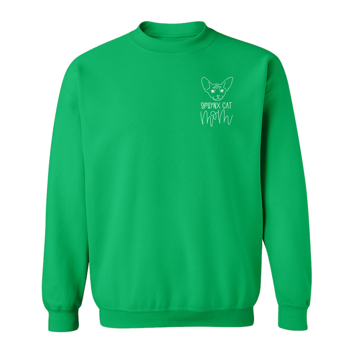 Sphynx Cat Mom Sweatshirt, Minimalist Left Chest Line Art for Hairless Feline Lovers