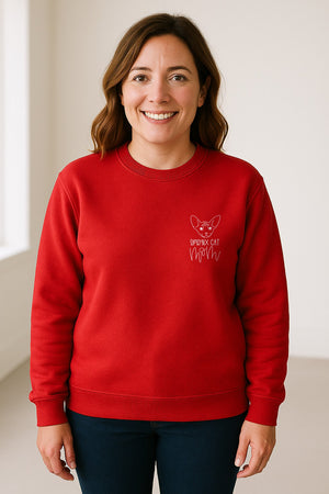 Sphynx Cat Mom Sweatshirt, Minimalist Left Chest Line Art for Hairless Feline Lovers