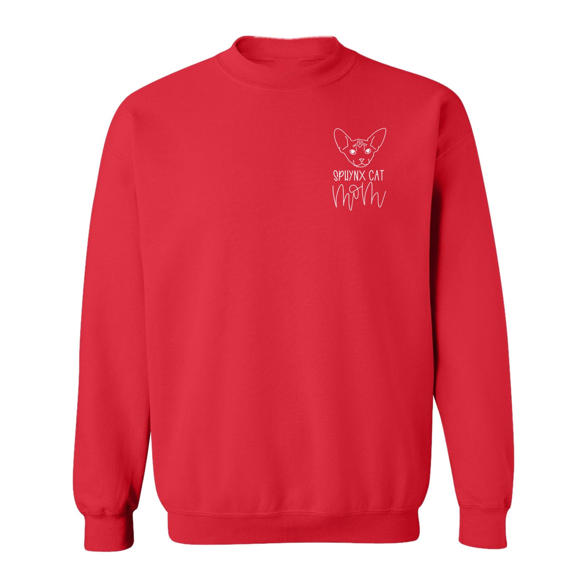Sphynx Cat Mom Sweatshirt, Minimalist Left Chest Line Art for Hairless Feline Lovers