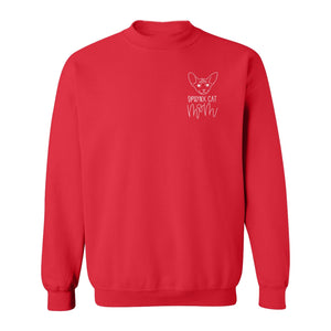 Sphynx Cat Mom Sweatshirt, Minimalist Left Chest Line Art for Hairless Feline Lovers