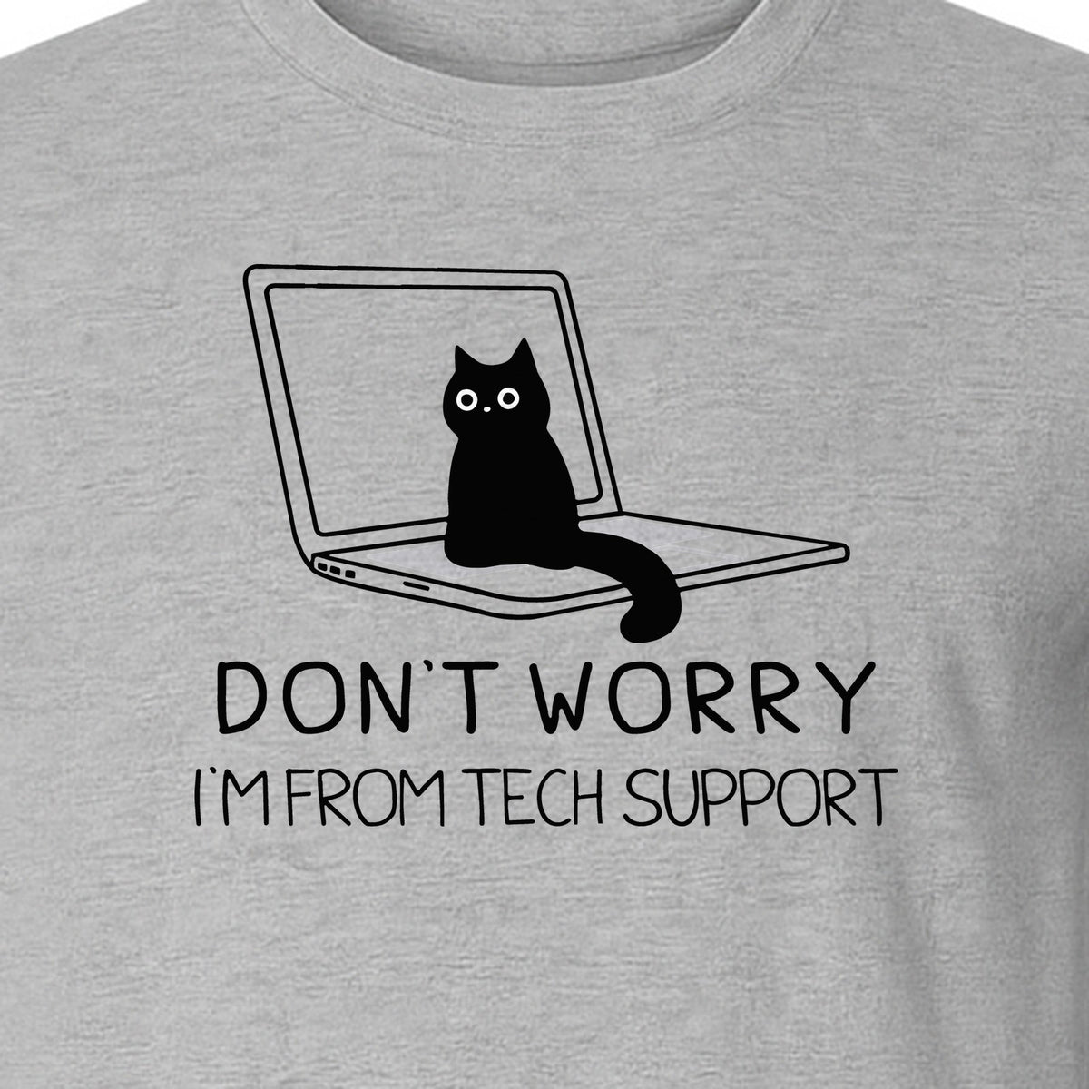Cat T-Shirt, Don't Worry I'm From Tech Support Laptop Design for Computer Geeks and Kitty Lovers