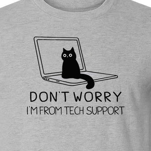 Cat T-Shirt, Don't Worry I'm From Tech Support Laptop Design for Computer Geeks and Kitty Lovers