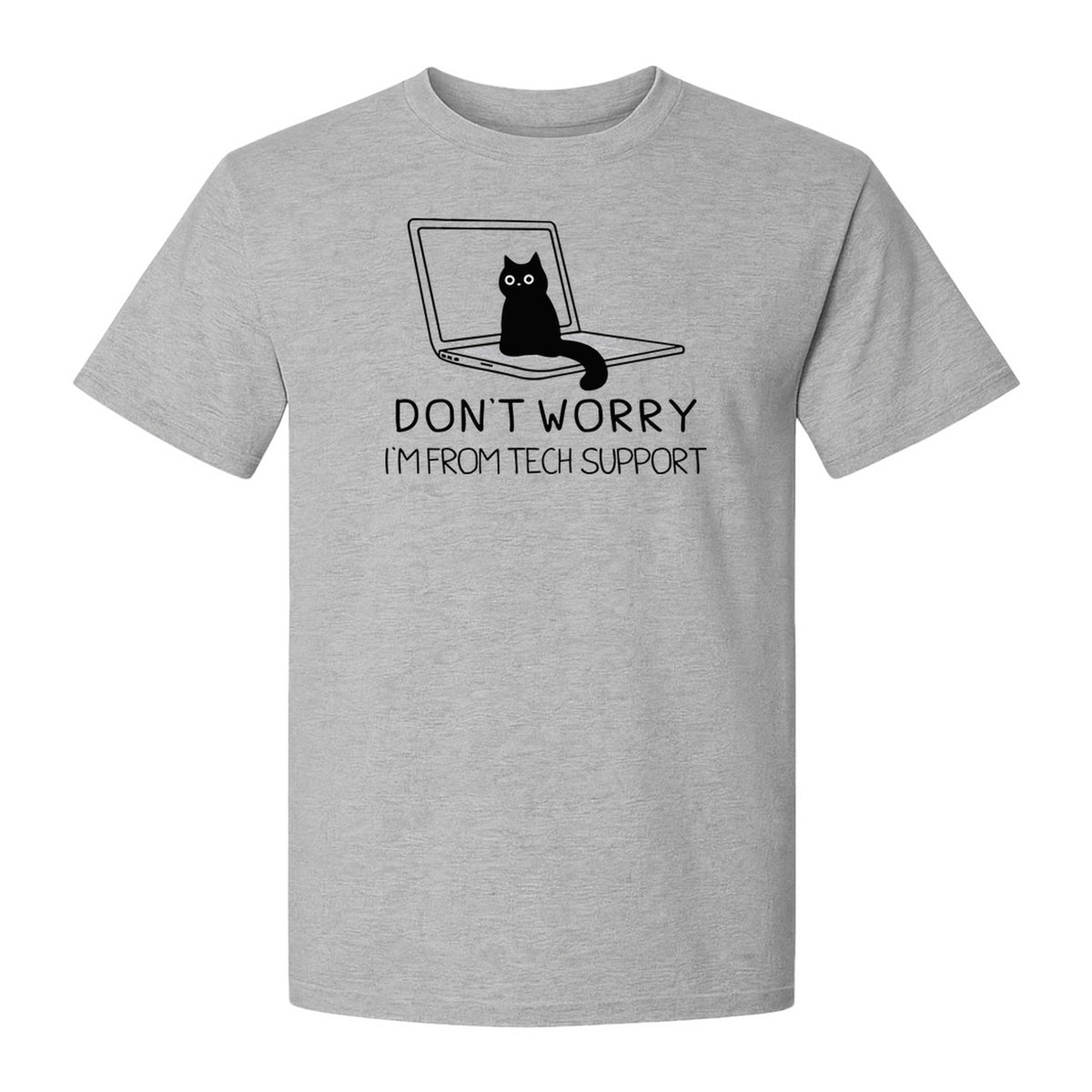 Cat T-Shirt, Don't Worry I'm From Tech Support Laptop Design for Computer Geeks and Kitty Lovers
