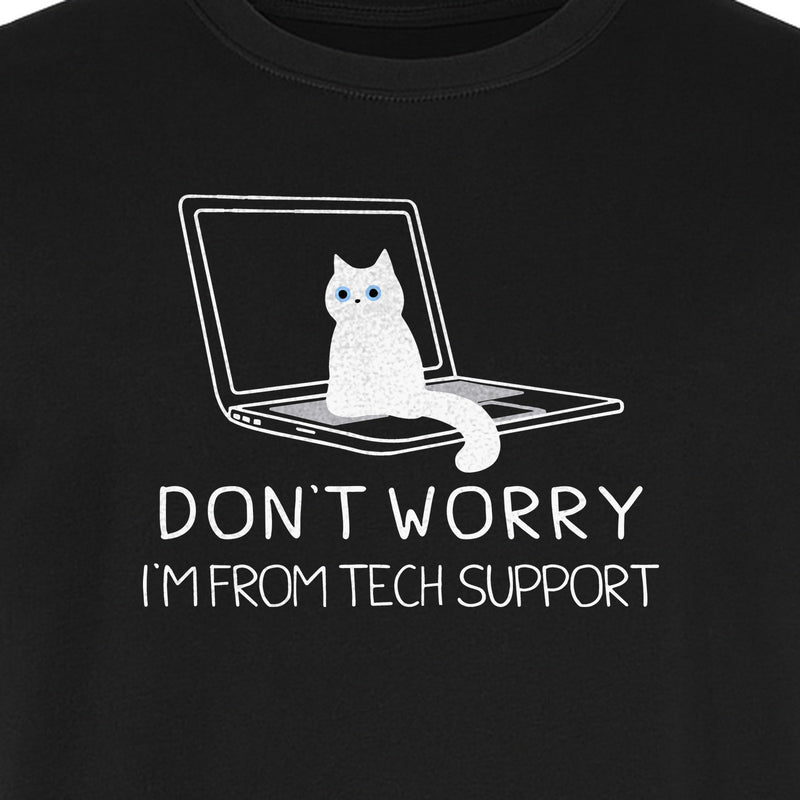 Cat T-Shirt, Don't Worry I'm From Tech Support Laptop Design for Computer Geeks and Kitty Lovers