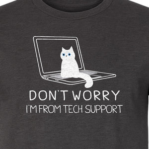 Cat T-Shirt, Don't Worry I'm From Tech Support Laptop Design for Computer Geeks and Kitty Lovers