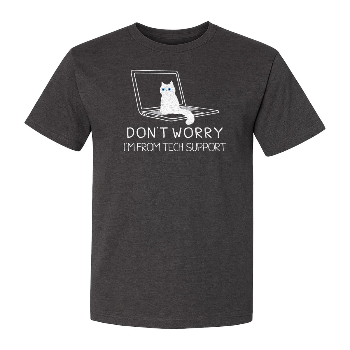Cat T-Shirt, Don't Worry I'm From Tech Support Laptop Design for Computer Geeks and Kitty Lovers