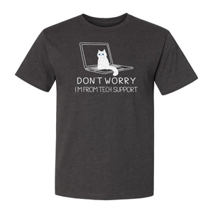 Cat T-Shirt, Don't Worry I'm From Tech Support Laptop Design for Computer Geeks and Kitty Lovers