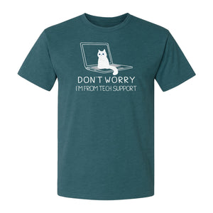 Cat T-Shirt, Don't Worry I'm From Tech Support Laptop Design for Computer Geeks and Kitty Lovers